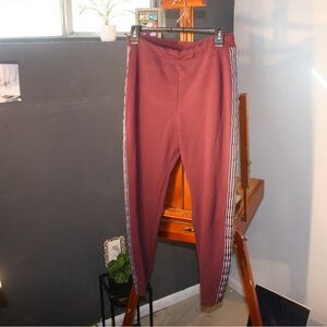 Nordstrom Women's Burgundy Leggings with Side Stripes